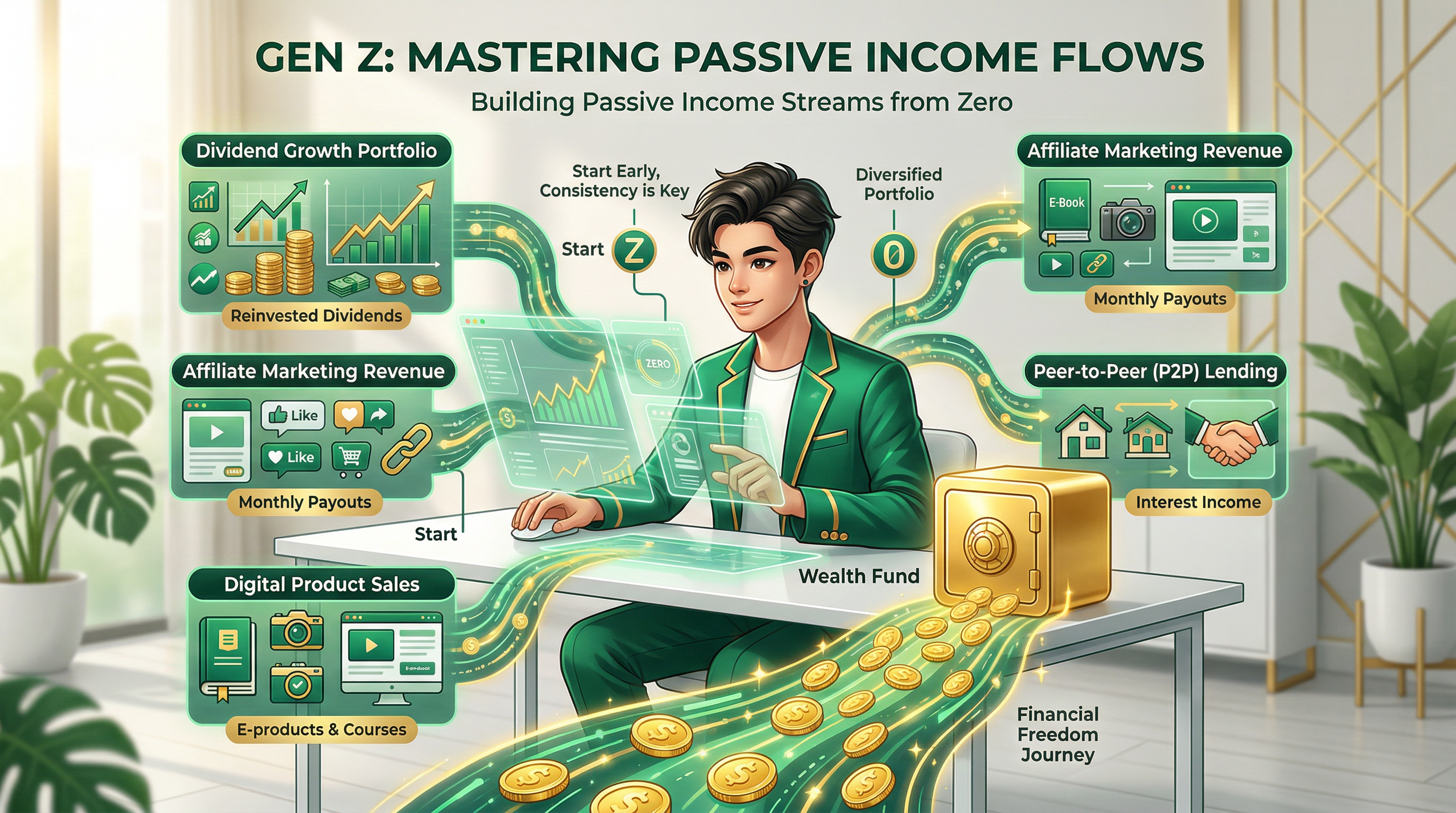 كيف تقوم Gen Z ببناء مصادر دخل سلبية بدءًا من 0 دولار — توزيعات الأرباح والإيجارات والمنتجات الرقمية