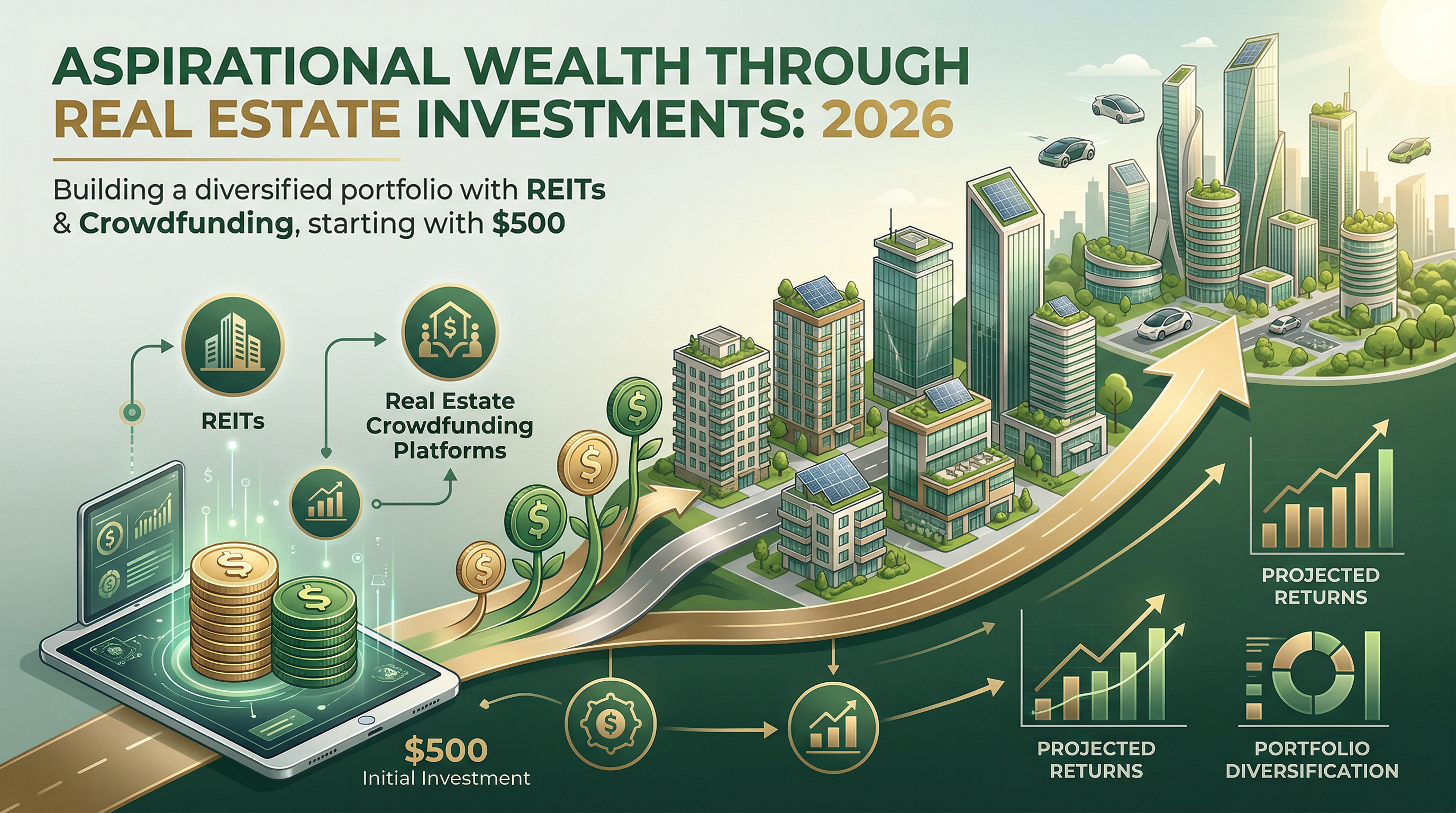 How to Invest in Real Estate With Just $500 in 2026 (REITs + Crowdfunding, No Landlord Stress)